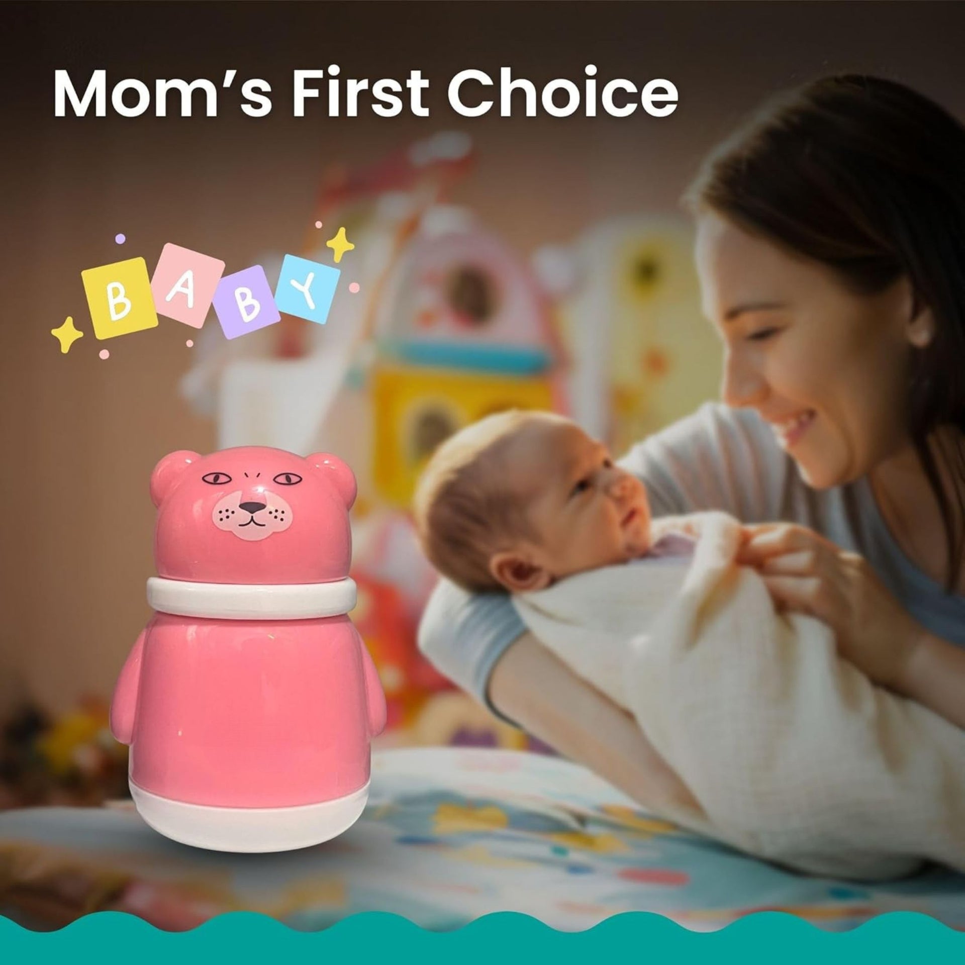 Smile Baby Bear-Shaped Powder Puff Container | Cute & Hygienic Baby Powder Case