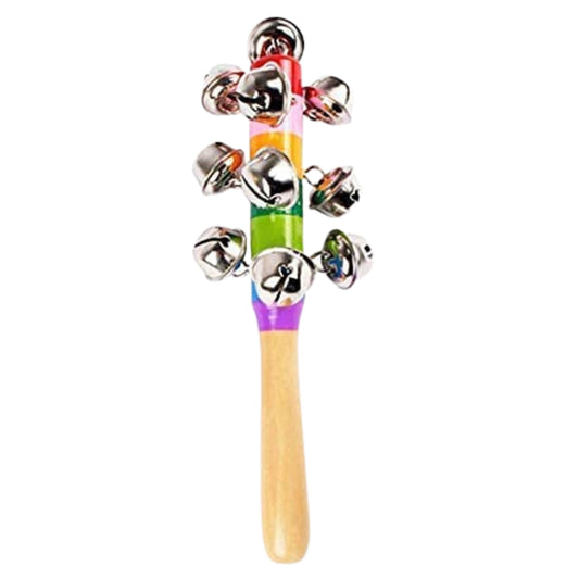 Smile Baby Colorful Wooden Rainbow Baby Handle Jingle Bell Rattle Toys jhun jhuna