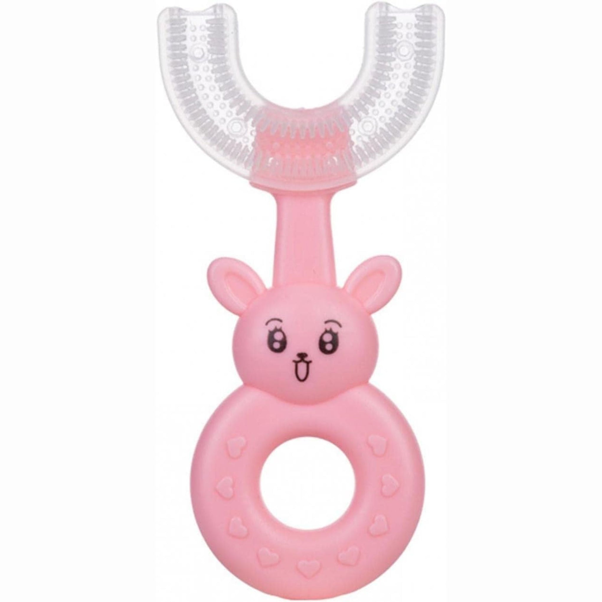 Smile Baby U-Shaped Toothbrush Kids 1 Pcs - Toddler Toothbrush With Food Grade Soft Silicone Brush Head, Manual Whole Mouth Toothbrush For Kids Age 2-6, 360 Oral (Rabbit, Pink)