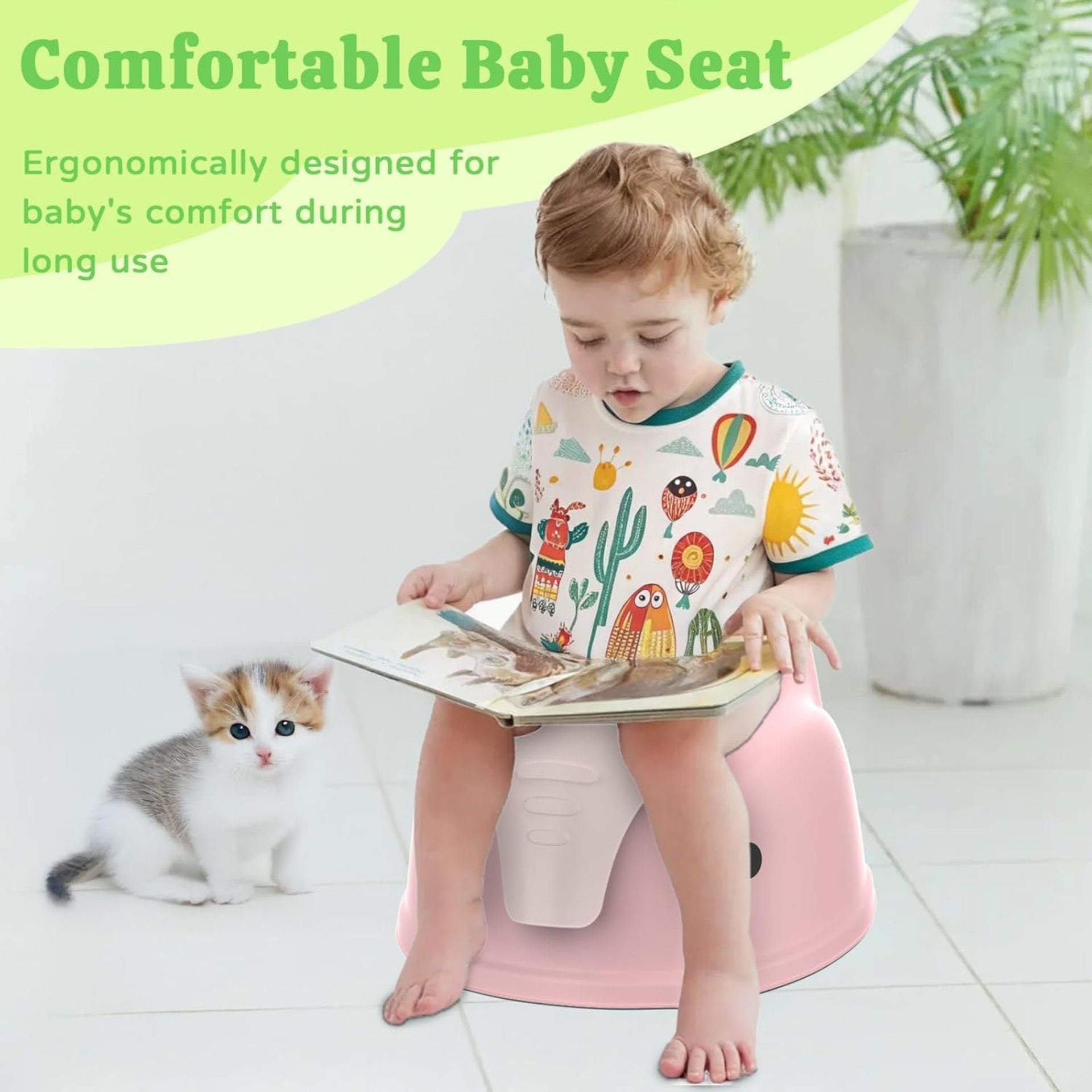 Smile Baby Toddler Potty Training Toilet Seat With Splash Guard - Portable Travel Potty for Children, Infant Potties Training Chair for Ages 1-6 Boys and Girls| ELEPHANT DESIGHN Pink & Green color