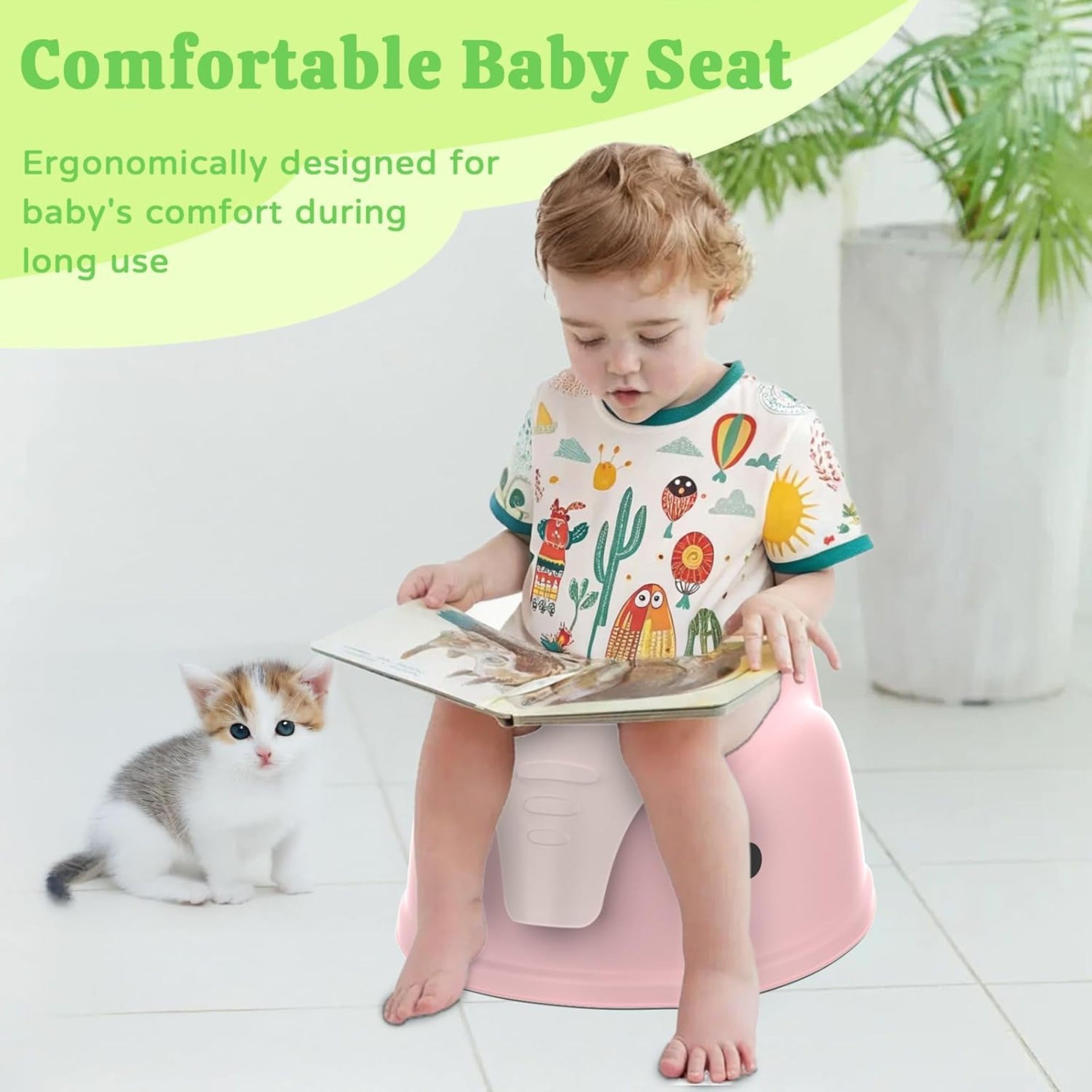 Smile Baby Toddler Potty Training Toilet Seat With Splash Guard - Portable Travel Potty for Children, Infant Potties Training Chair for Ages 1-6 Boys and Girls| ELEPHANT DESIGHN Pink & Green color