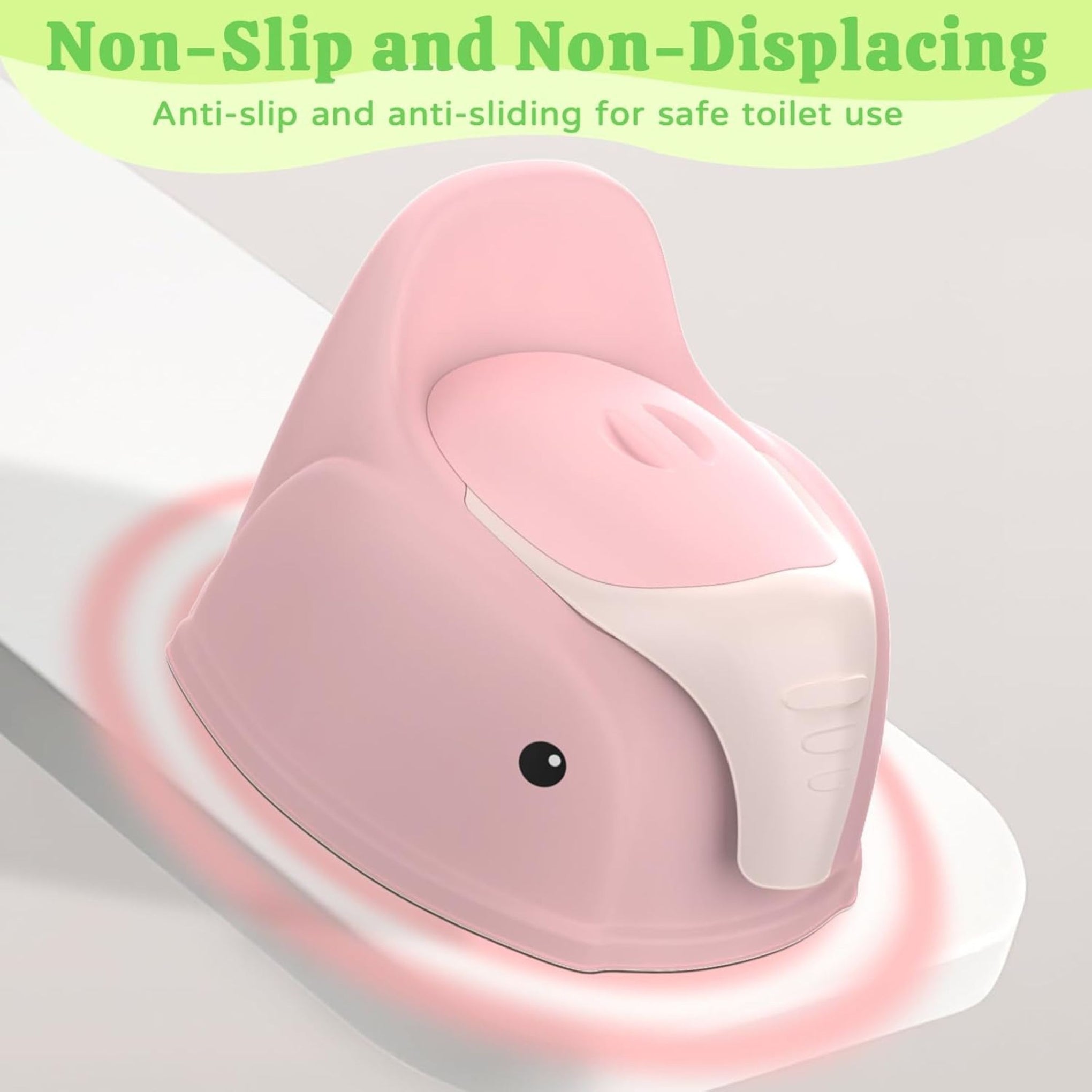 Smile Baby Toddler Potty Training Toilet Seat With Splash Guard - Portable Travel Potty for Children, Infant Potties Training Chair for Ages 1-6 Boys and Girls| ELEPHANT DESIGHN Pink & Green color