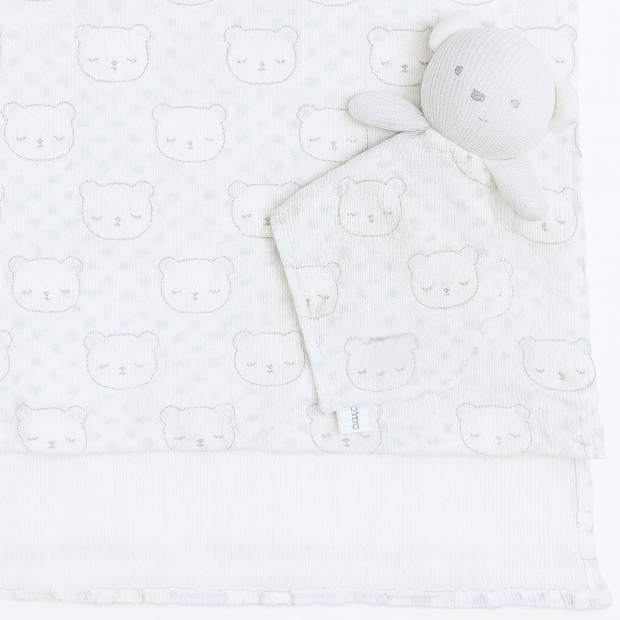 SUNNOZY Baby Blanket with Snuggly Teddy Bear Toy – Ultra Soft Ribbed Fabric | Cute Bear Print | Newborn Gift Set (Size: 75×100 cm)