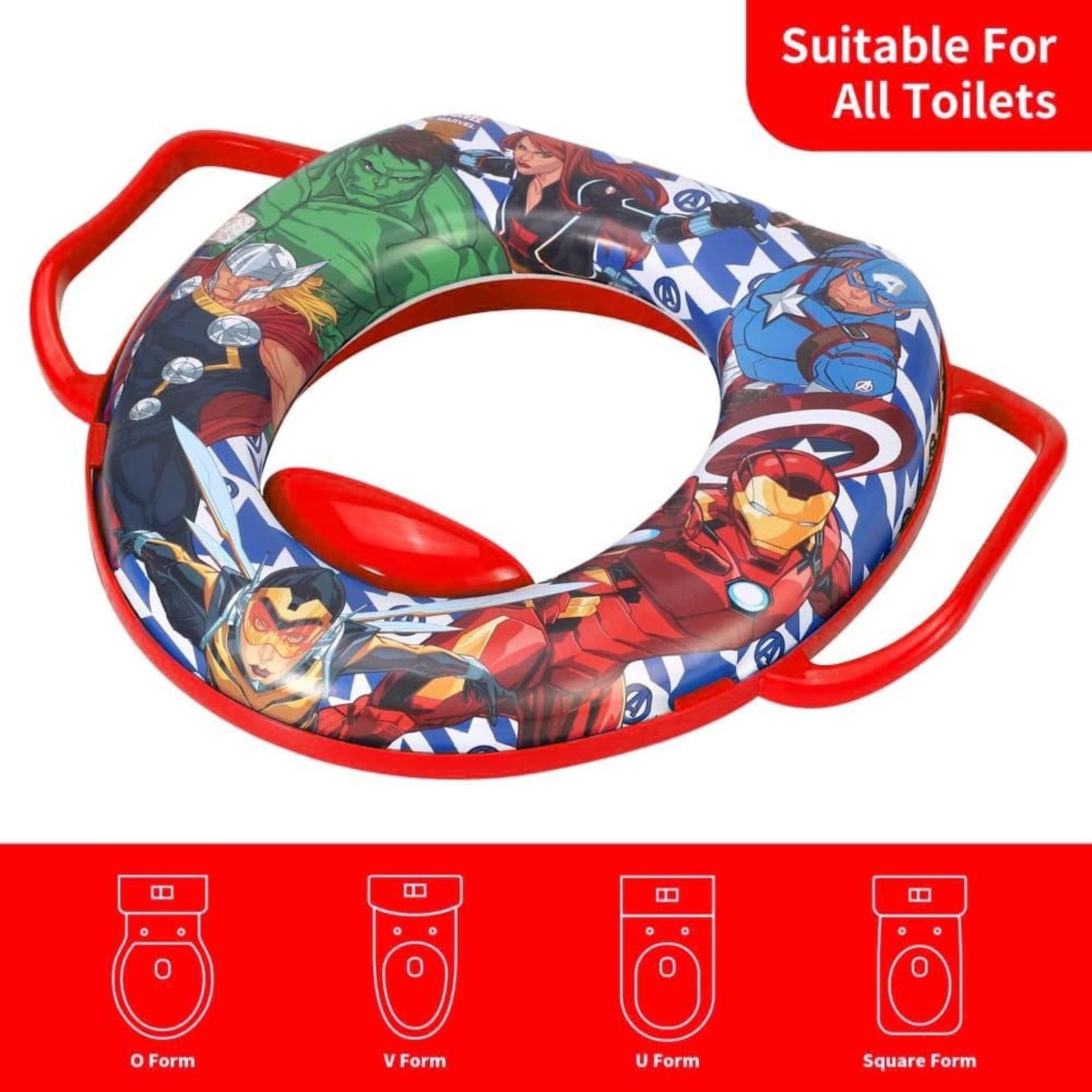 Smile Baby Kids Potty Training Seat with Handles – Comfortable Cushioned Toilet Seat Reducer for Toddlers | Anti-Slip, Travel Friendly | Blue Princess Design