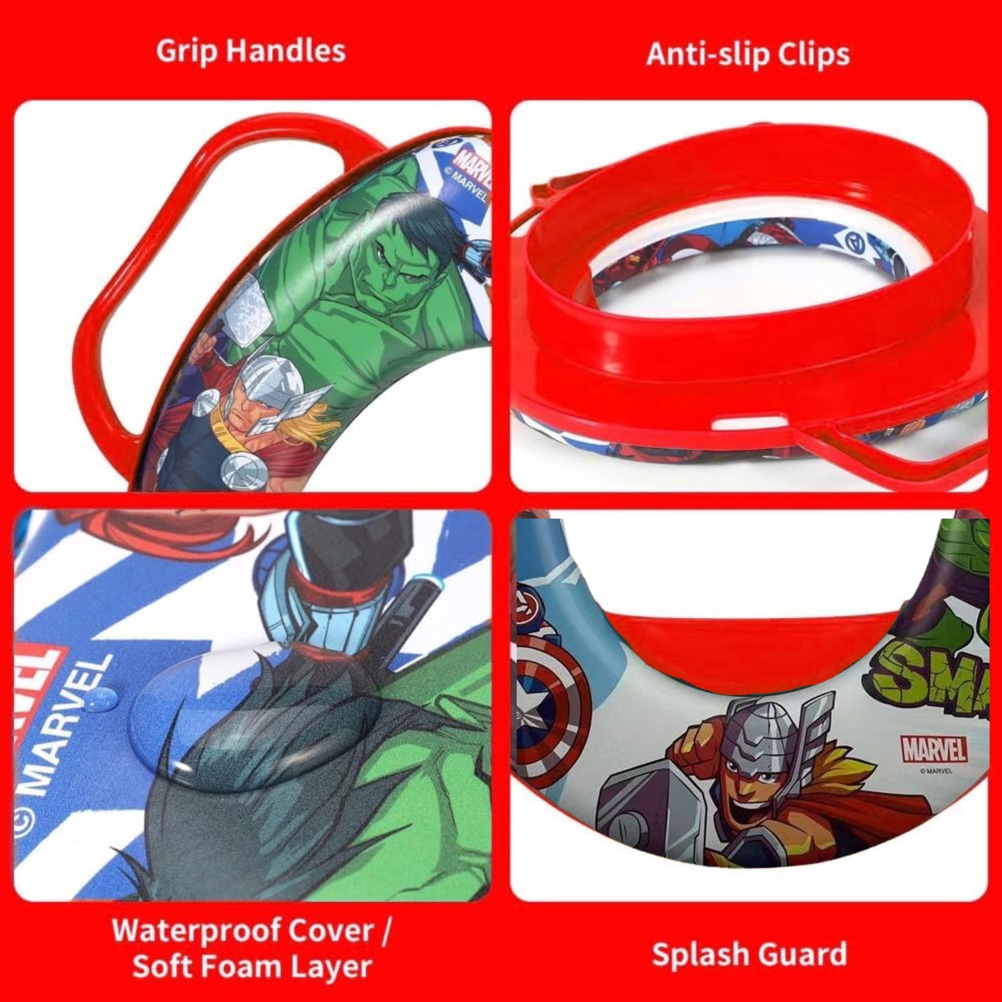 Mickey Mouse Potty Training Seat with Handles | Soft Cushioned Toilet Trainer for Kids | Anti-Slip Base | for Standard Toilet Seats (Blue)