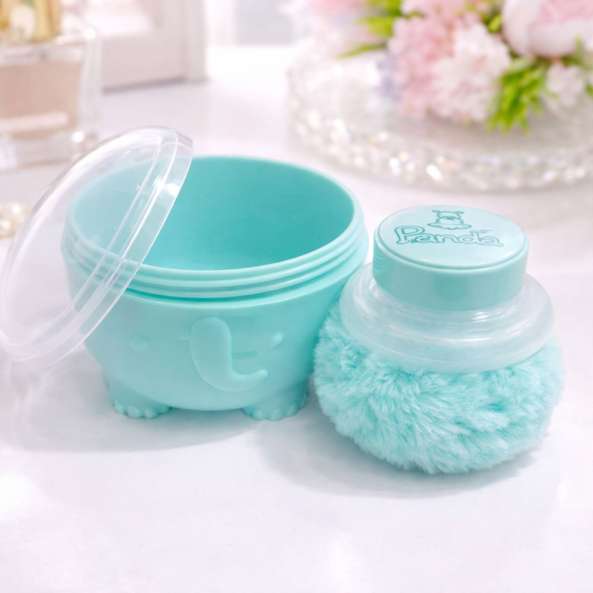 Elephant Shape Baby Powder Box with Soft Puff | BPA-Free, Non-Toxic, Easy to Use