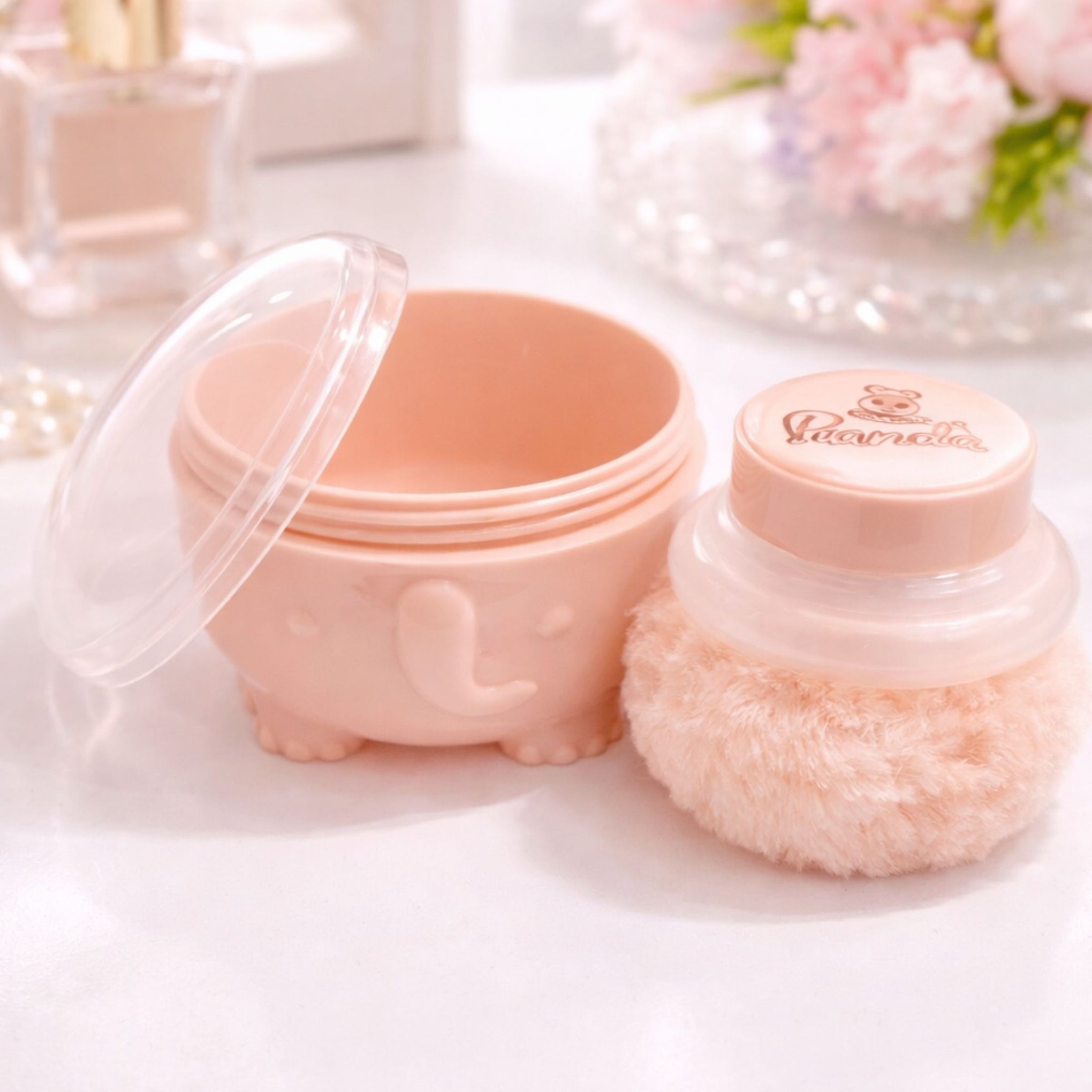 Elephant Shape Baby Powder Box with Soft Puff | BPA-Free, Non-Toxic, Easy to Use