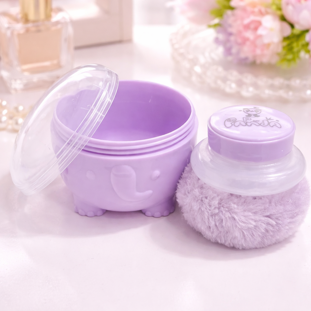 Elephant Shape Baby Powder Box with Soft Puff | BPA-Free, Non-Toxic, Easy to Use