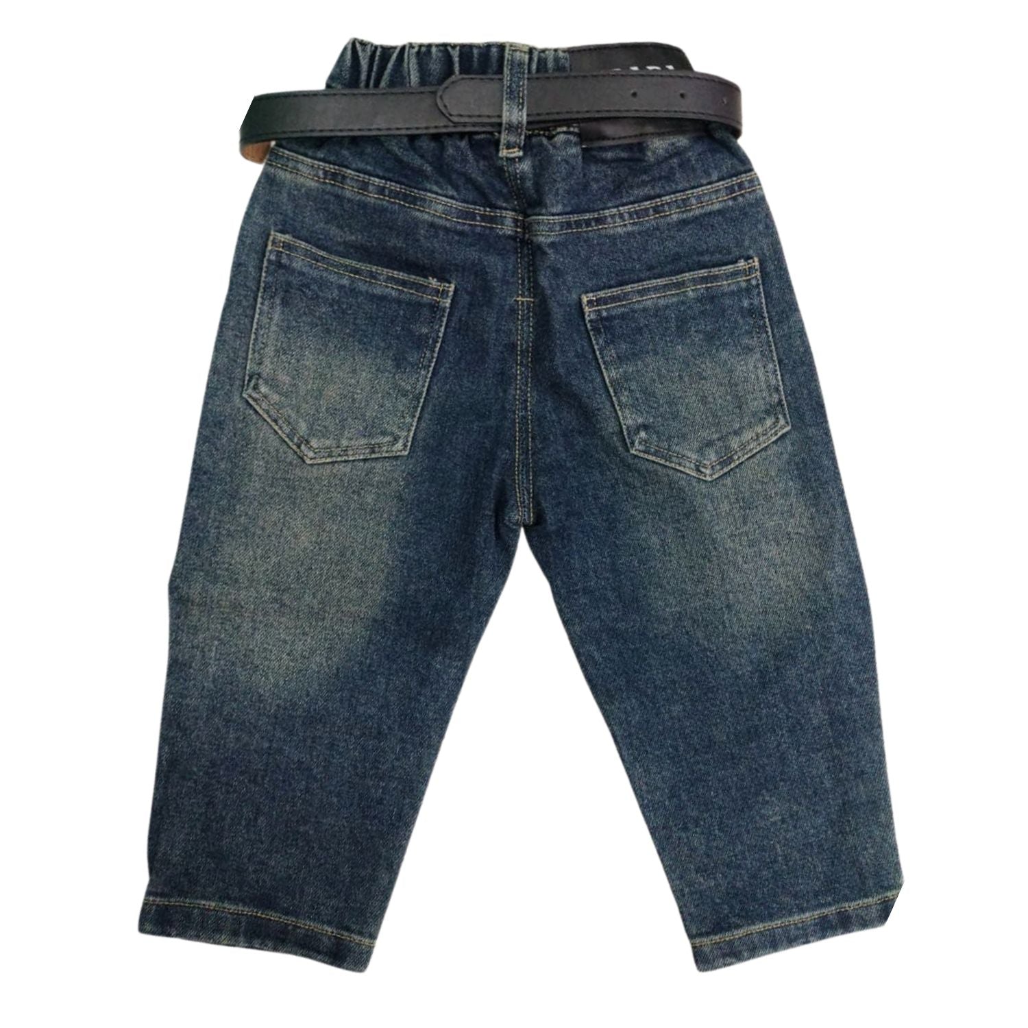 Smile Baby BOYS Denim Jeans with Belt – Stylish & Comfortable Bottom Wear (2–7Y, Dark Denim)