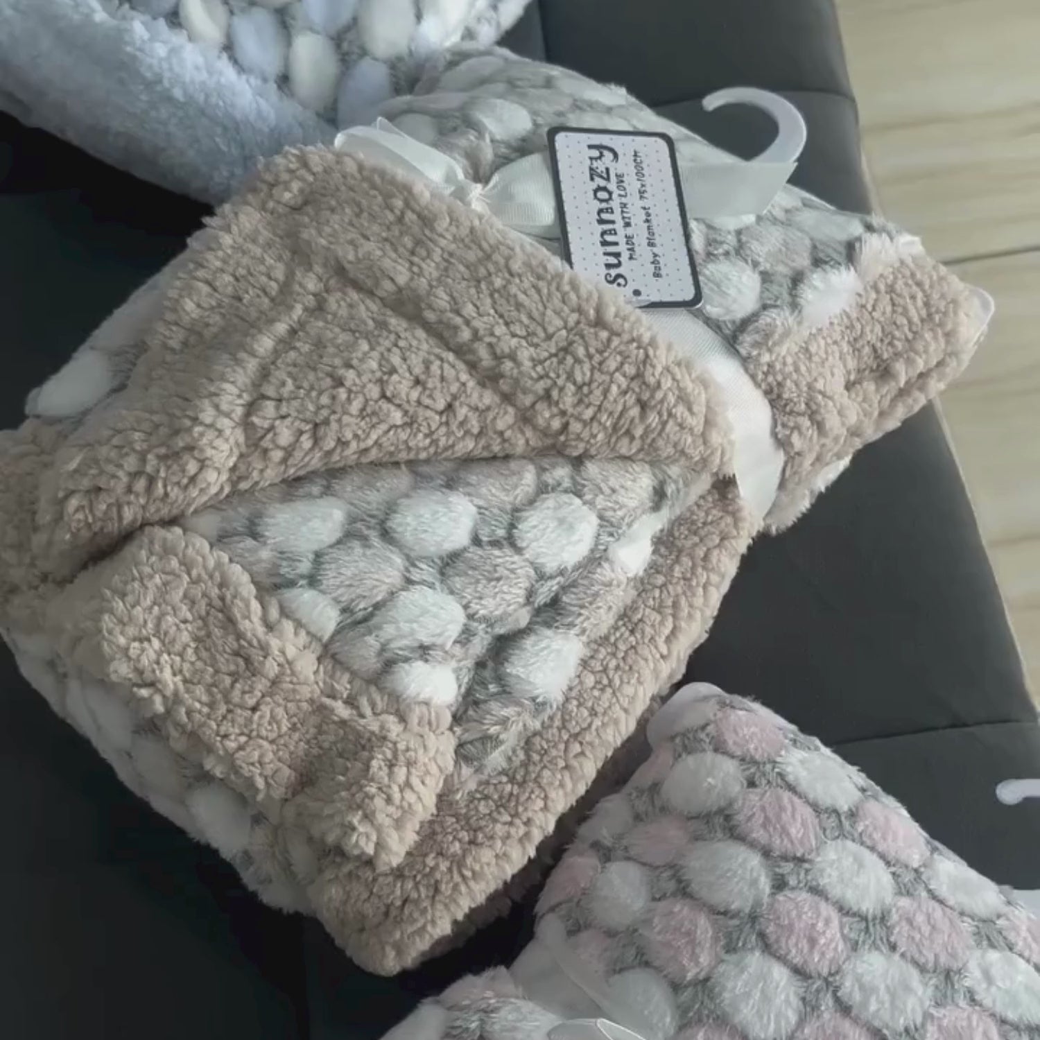 SUNNOZY Baby Double Layer Blanket – Blue Plush Sherpa Blanket for Newborns (75×100cm)