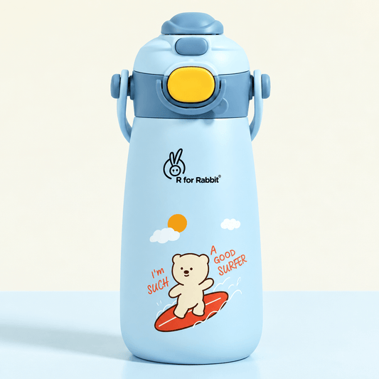 R for Rabbit 500 ml 2-in-1 Straw & Spout Sipper Bottle - Blue - SMILE BABY