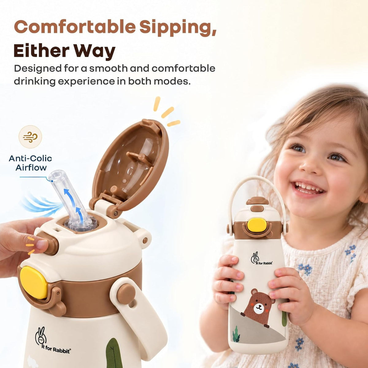 R For Rabbit bottle with anti-colic airflow and comfortable sipping design