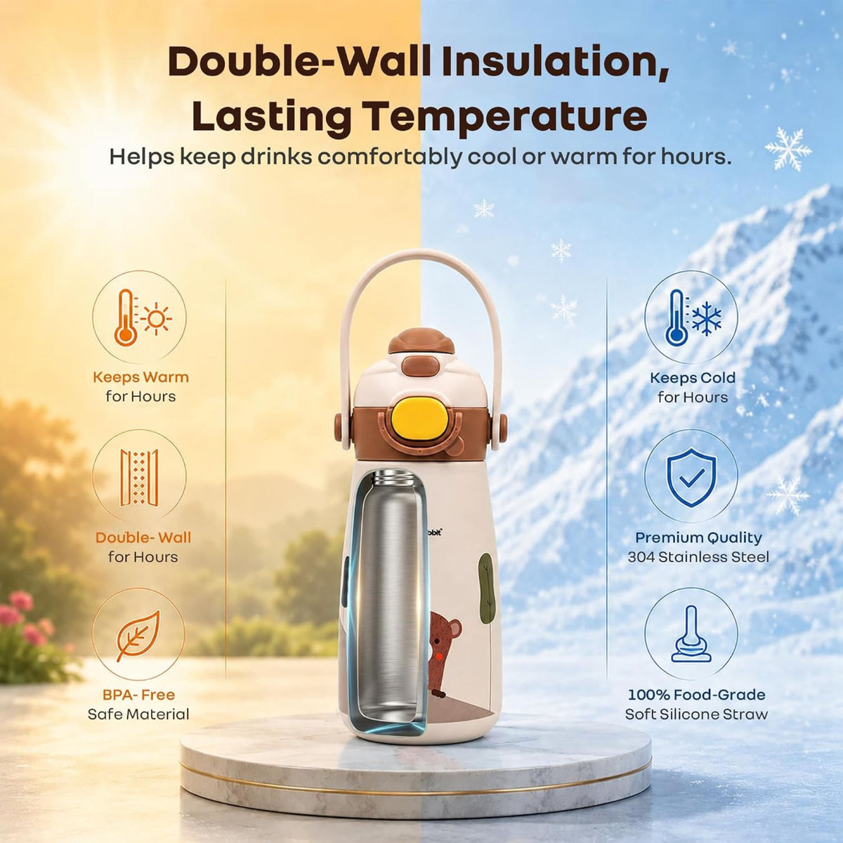 R For Rabbit double-wall insulated 304 stainless steel kids bottle