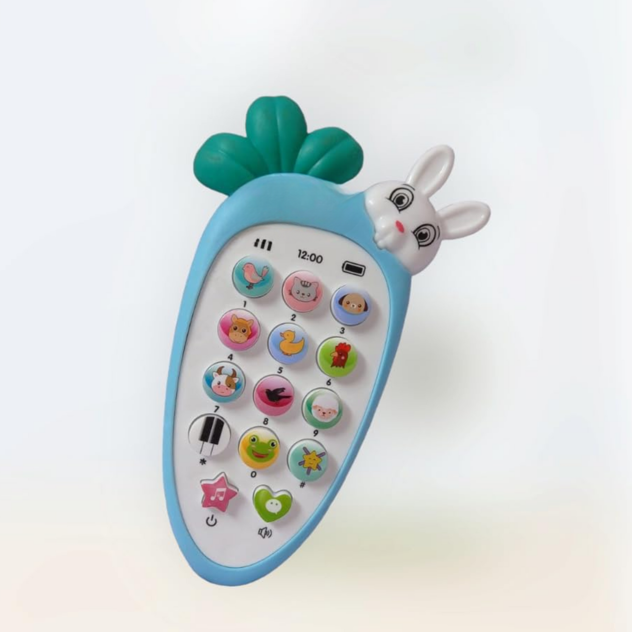 Smile Baby Cute Carrot Shaped Pretend Play Musical Cell Phone Toy for Kids Toddlers with Music, Ringtones, Lights - Birthday Party Favors and Gifts for Girls (Battery Not Included) (Blue)