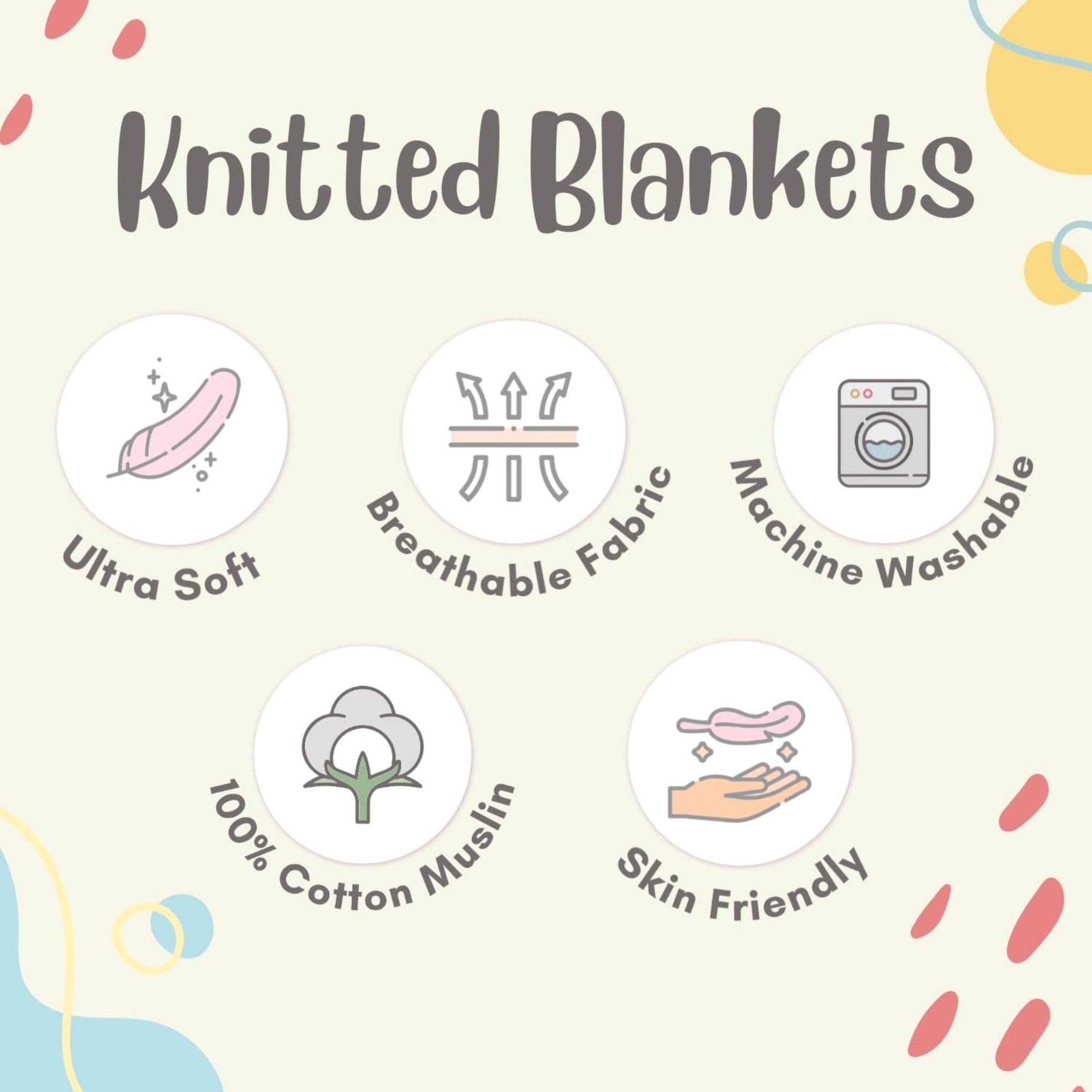 Smile Baby 100% Cotton Muslin Baby Blanket | Soft, Lightweight & Breathable Swaddle Wrap | Brown Teddy & Heart Print | Perfect for Newborns & Infants (Cream)