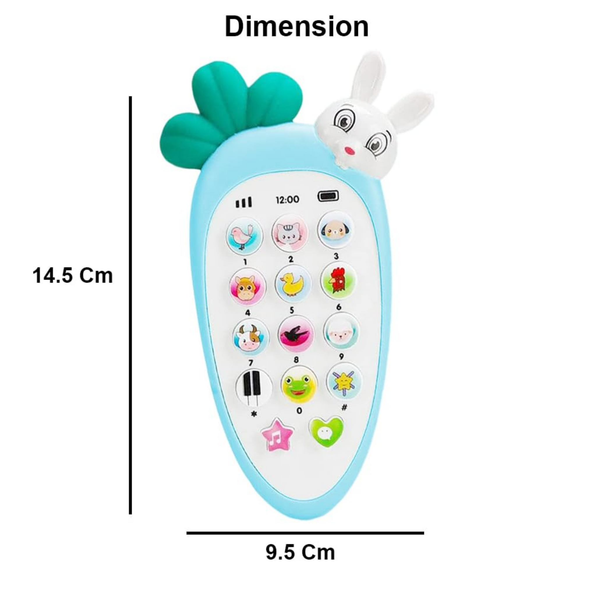 Smile Baby Cute Carrot Shaped Pretend Play Musical Cell Phone Toy for Kids Toddlers with Music, Ringtones, Lights - Birthday Party Favors and Gifts for Girls (Battery Not Included) (Blue)