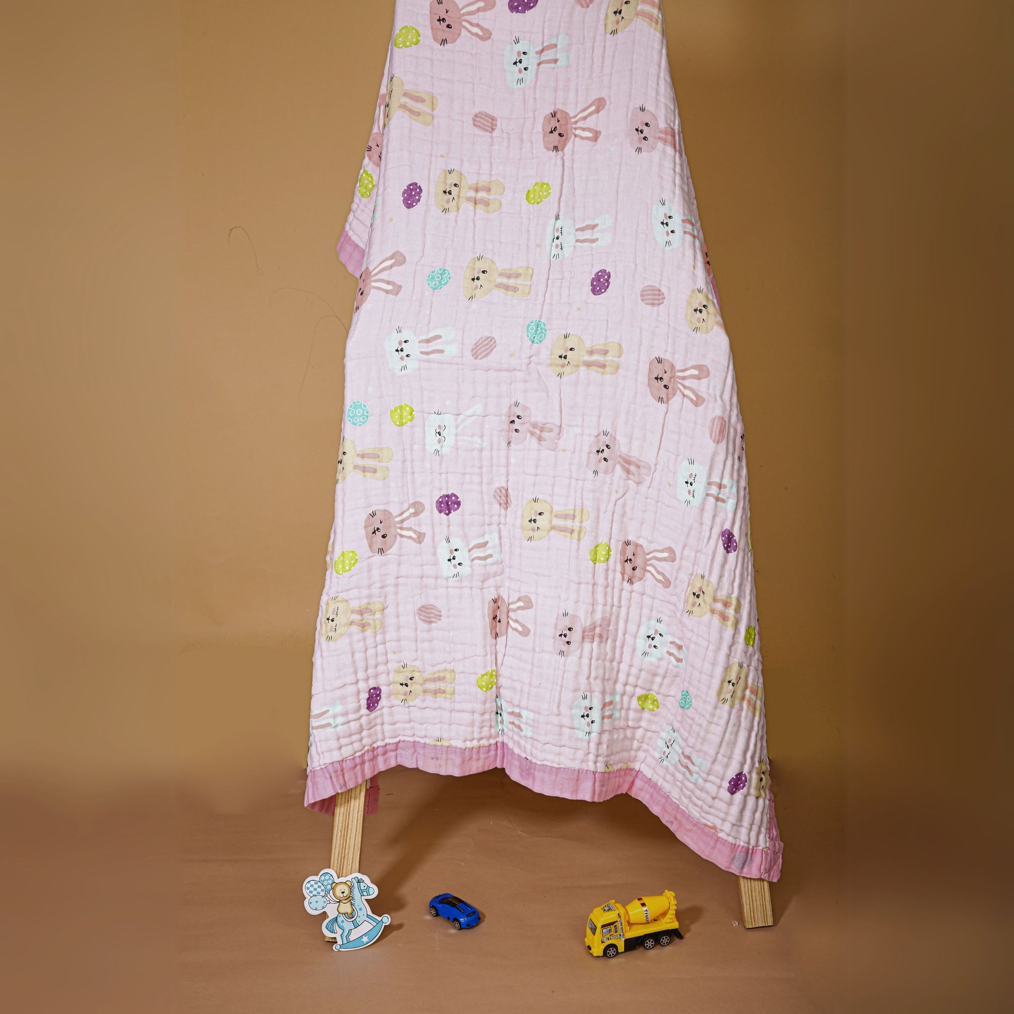 Smile Baby Soft Colorful Rabbit Print Muslin 6 Layer Blanket for Baby | 100% Muslin Cotton | Size 100x100cms