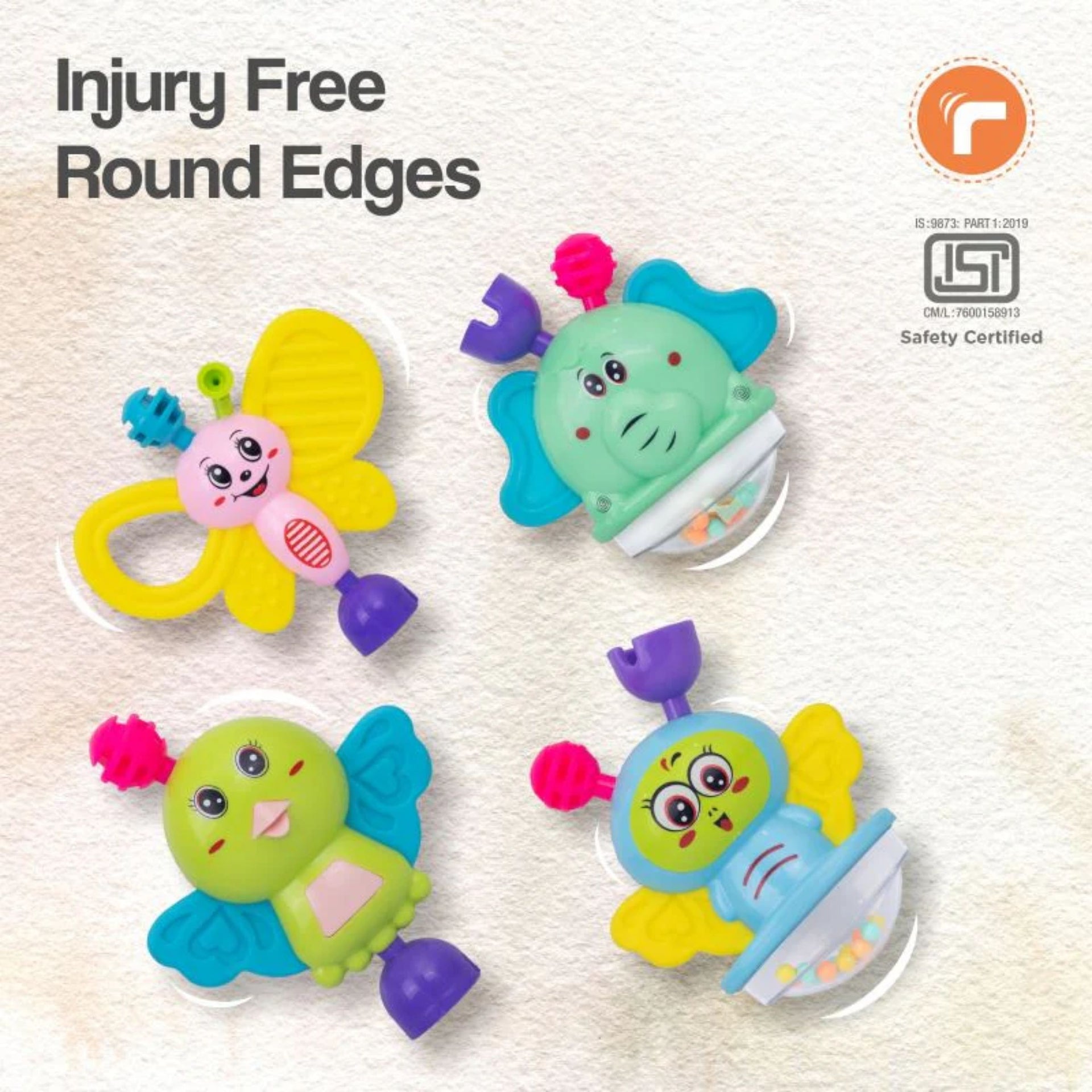 R for Rabbit Jingle Safari | Kids Rattles Toys Set for New Born Baby Lightweight | 5 Pcs Combo Toy Set