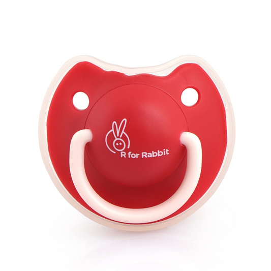 R for Rabbit Baby Tusky Pacifier Ultra Light Soft Silicone Nipple, Orthodontic Design, BPA-Free for Kids of 6 Months +|Large|Red