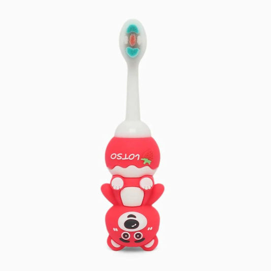 Smile Baby 3D Cartoon Handle Soft Bristles Toothbrush for Children's with Travel Case 2 To 7 Years (LOTSO RED COLORE 3D PANDA)