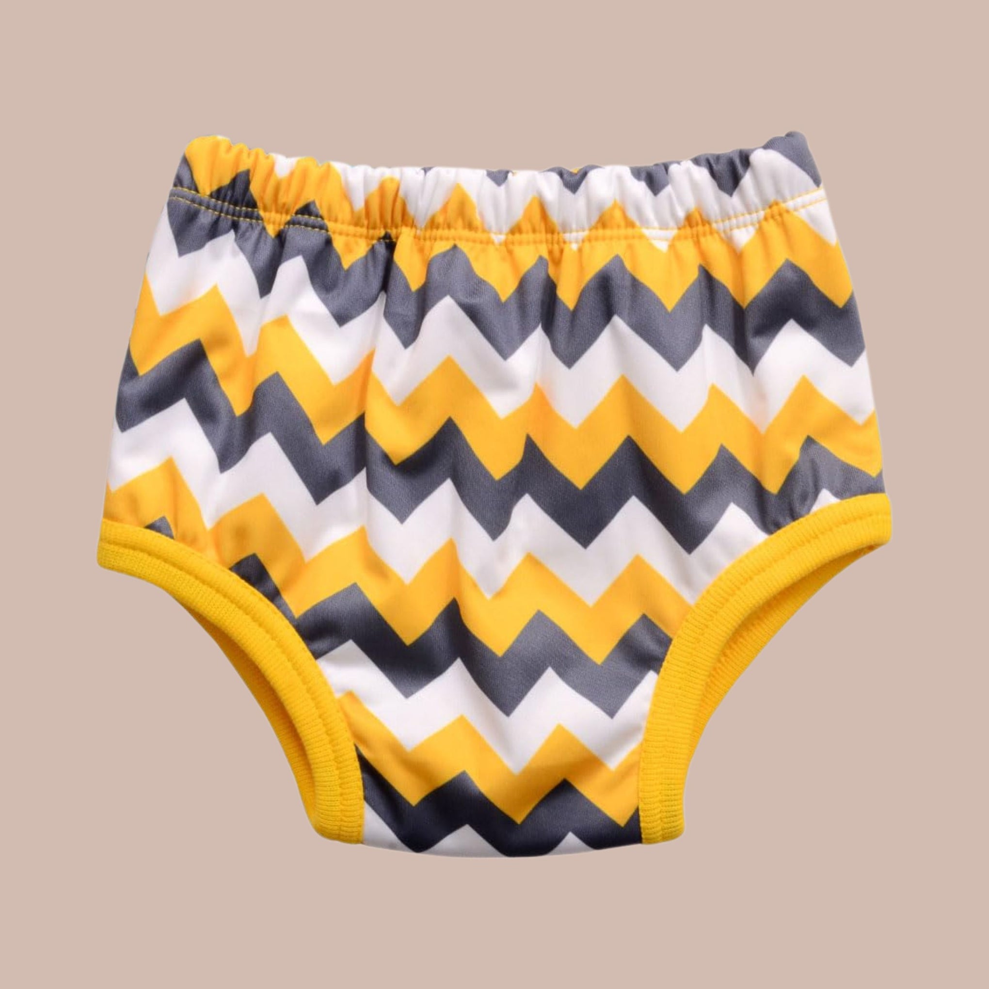 Mee Mee Diaper Panty Potty Training pull - up Pants For Growing Baby/Toddlers | With 3 Layer Protection of Cotton Padding & Super Dry Feel Outer Layer | yellow brown ZIG ZAG line printed diaper panty