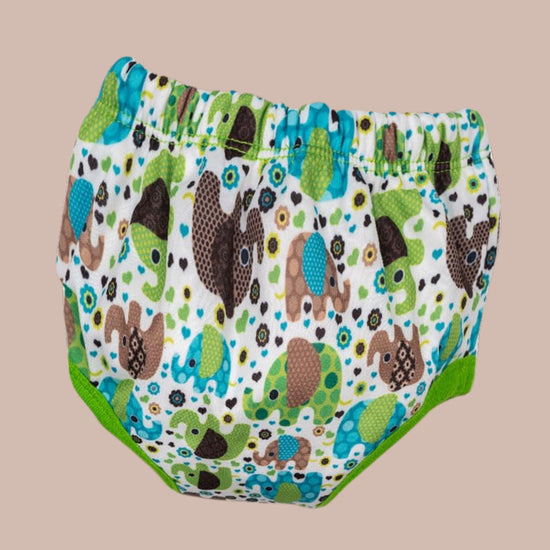 Mee Mee Potty Diaper Panty Training pull - up Pants For Growing Baby/Toddlers | With 3 Layer Protection of Cotton Padding & Super Dry Feel Outer Layer | green color elephant printed Diaper Panty