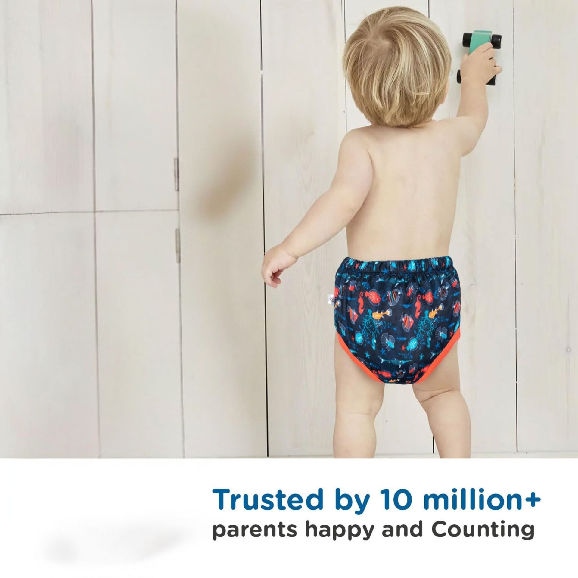 Mee Mee Diaper Panty Potty Training pull - up Pants For Growing Baby/Toddlers | With 3 Layer Protection of Cotton Padding & Super Dry Feel Outer Layer | Pack of 1 | navy color ocean printed panty