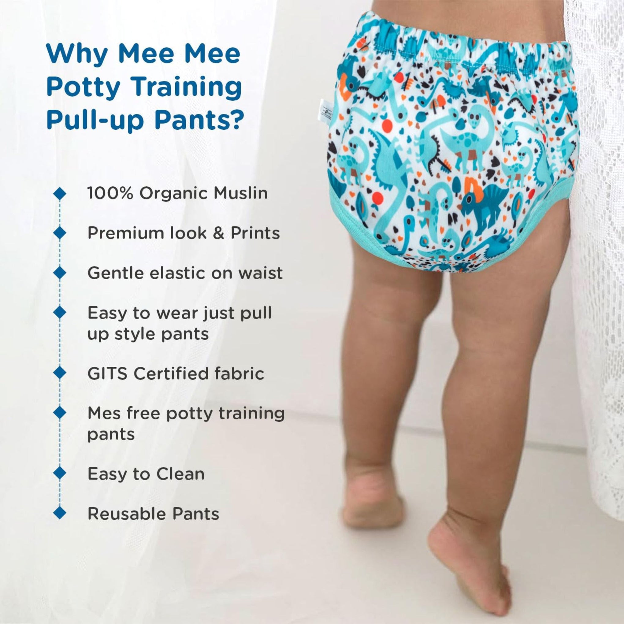 Mee Mee Diaper Panty Potty Training pull - up Pants For Growing Baby/Toddlers | With 3 Layer Protection of Cotton Padding & Super Dry Feel Outer Layer | green color