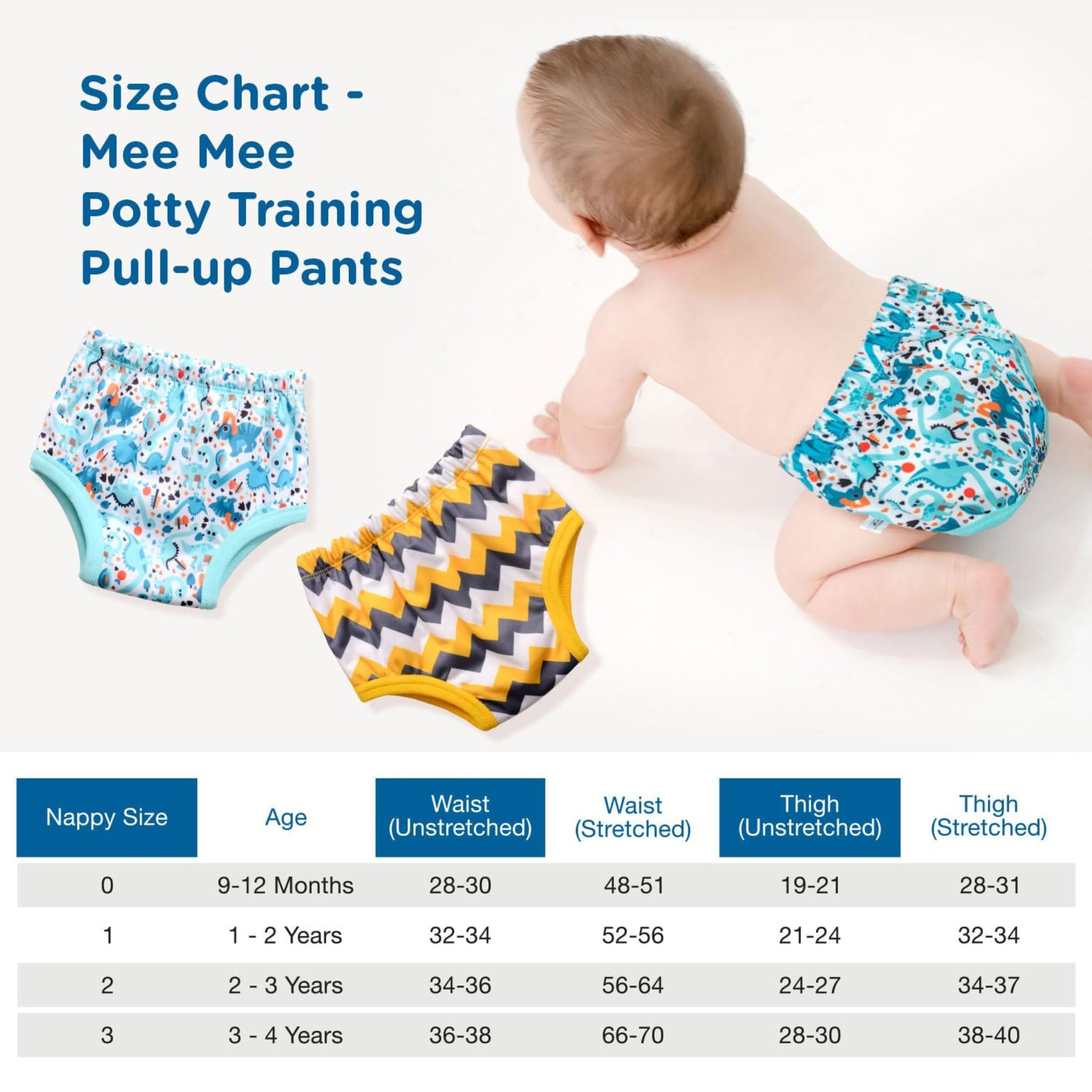 Mee Mee Diaper Panty Potty Training pull - up Pants For Growing Baby/Toddlers | With 3 Layer Protection of Cotton Padding & Super Dry Feel Outer Layer | yellow brown ZIG ZAG line printed diaper panty