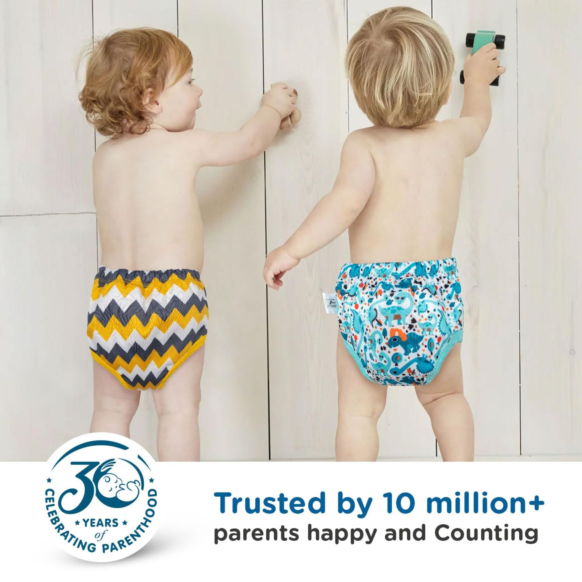 Mee Mee Diaper Panty Potty Training pull - up Pants For Growing Baby/Toddlers | With 3 Layer Protection of Cotton Padding & Super Dry Feel Outer Layer | yellow brown ZIG ZAG line printed diaper panty