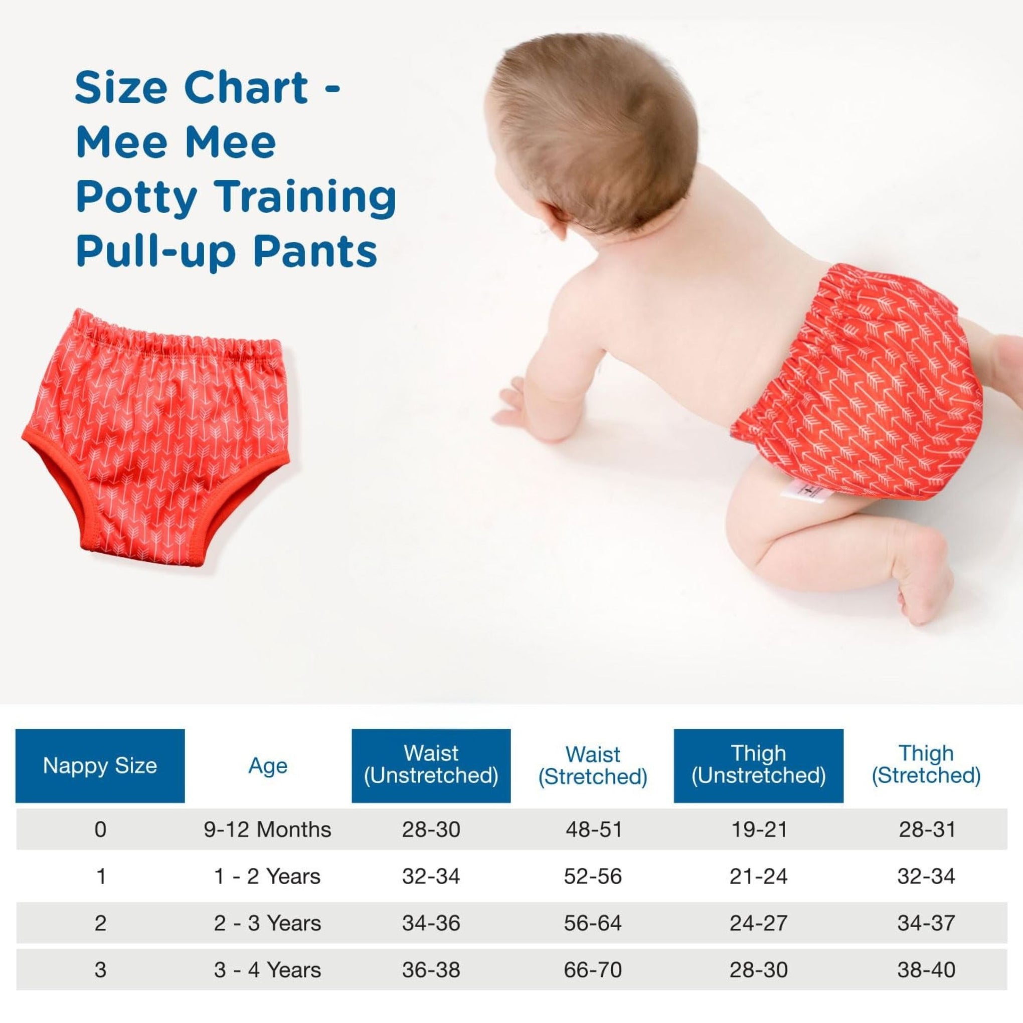 Mee Mee Diaper Panty Potty Training pull - up Pants For Growing Baby/Toddlers | With 3 Layer Protection of Cotton Padding & Super Dry Feel Outer Layer | Pack of 1 | ORANGE color arrow printed panty