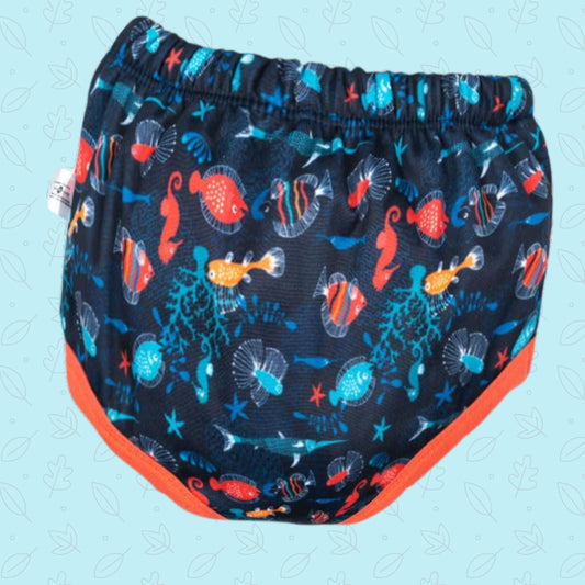 Mee Mee Diaper Panty Potty Training pull - up Pants For Growing Baby/Toddlers | With 3 Layer Protection of Cotton Padding & Super Dry Feel Outer Layer | Pack of 1 | navy color ocean printed panty