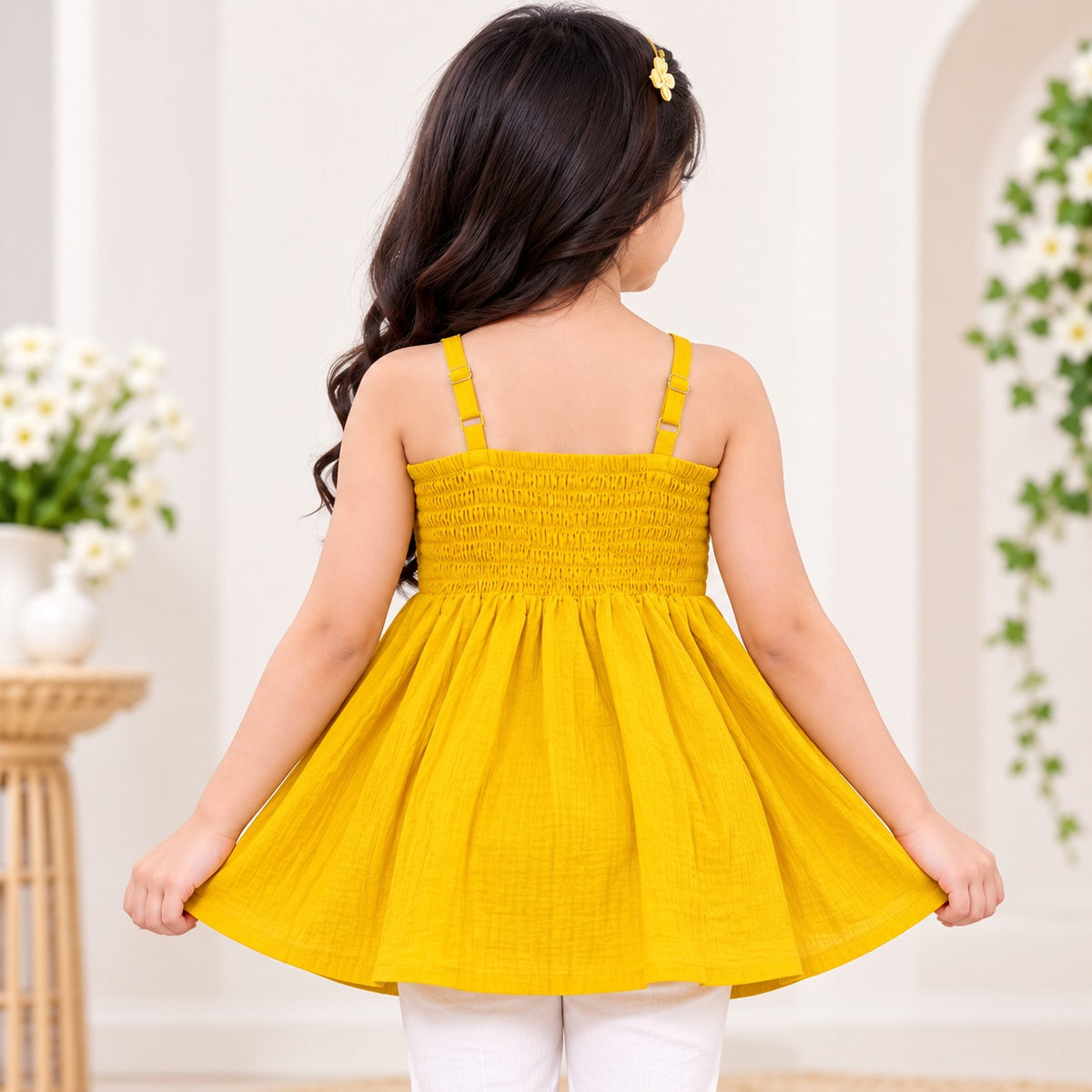 Reverse X-Treme girls natural green sleeveless button-front flared dress front view