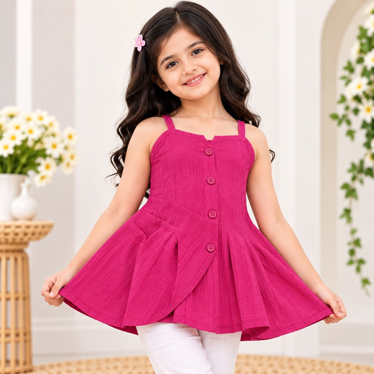 Reverse X-Treme girls yellow dress detail infographic showing adjustable straps smocked back and flowy fit