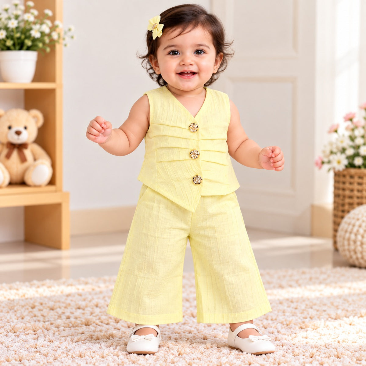 REVERSE X-TREME girls magenta sleeveless top and wide-leg pants co-ord set front view