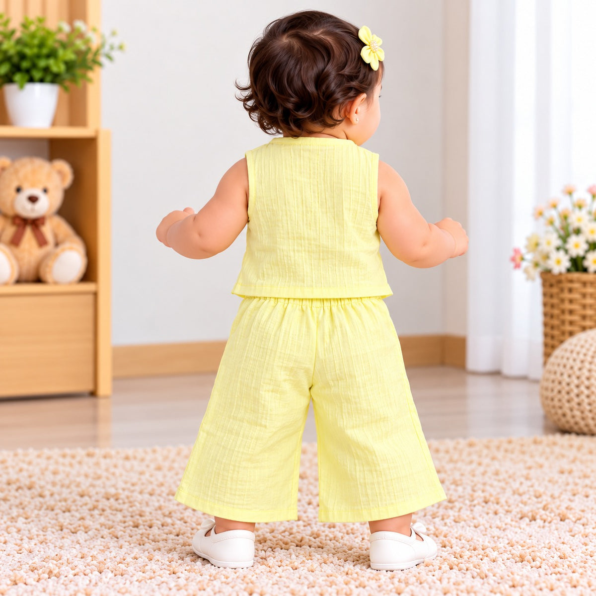 Back view of REVERSE X-TREME lemon girls co-ord set