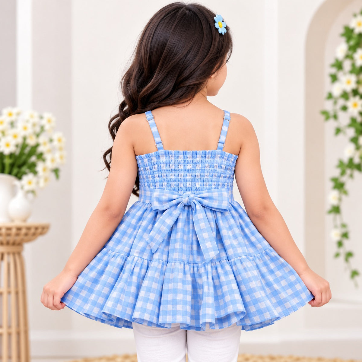 Reverse X-Treme girls pink checked sleeveless dress with adjustable straps and flared skirt