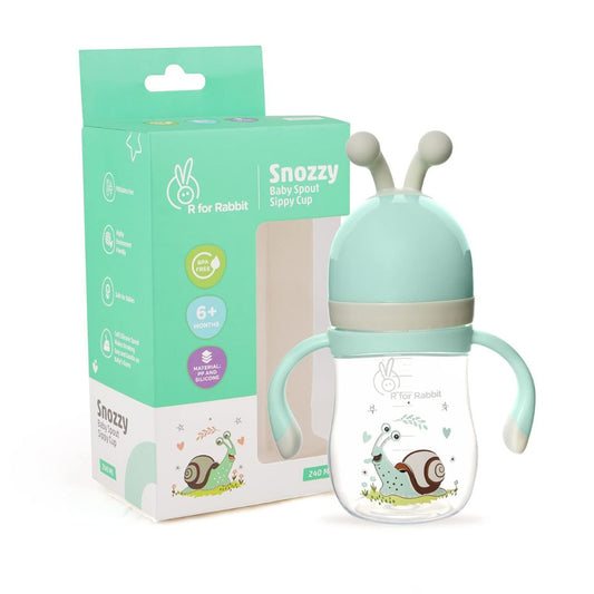 R for Rabbit Snozzy Baby Spout Sippy Cup Bottle 240 ML Soft Silicon Spout for Baby Kids of 6 Months +| Green