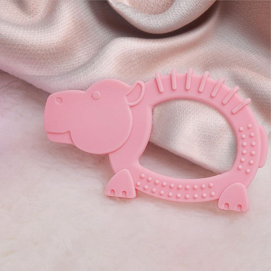 R for Rabbit Tiny Bites Safari Soft Silicone Teether for 4+ Months Baby BPA Free Food Grade Teething Toy for Babies with Multiple Snoothing Surface & Soft Edges (Hippo Pink)