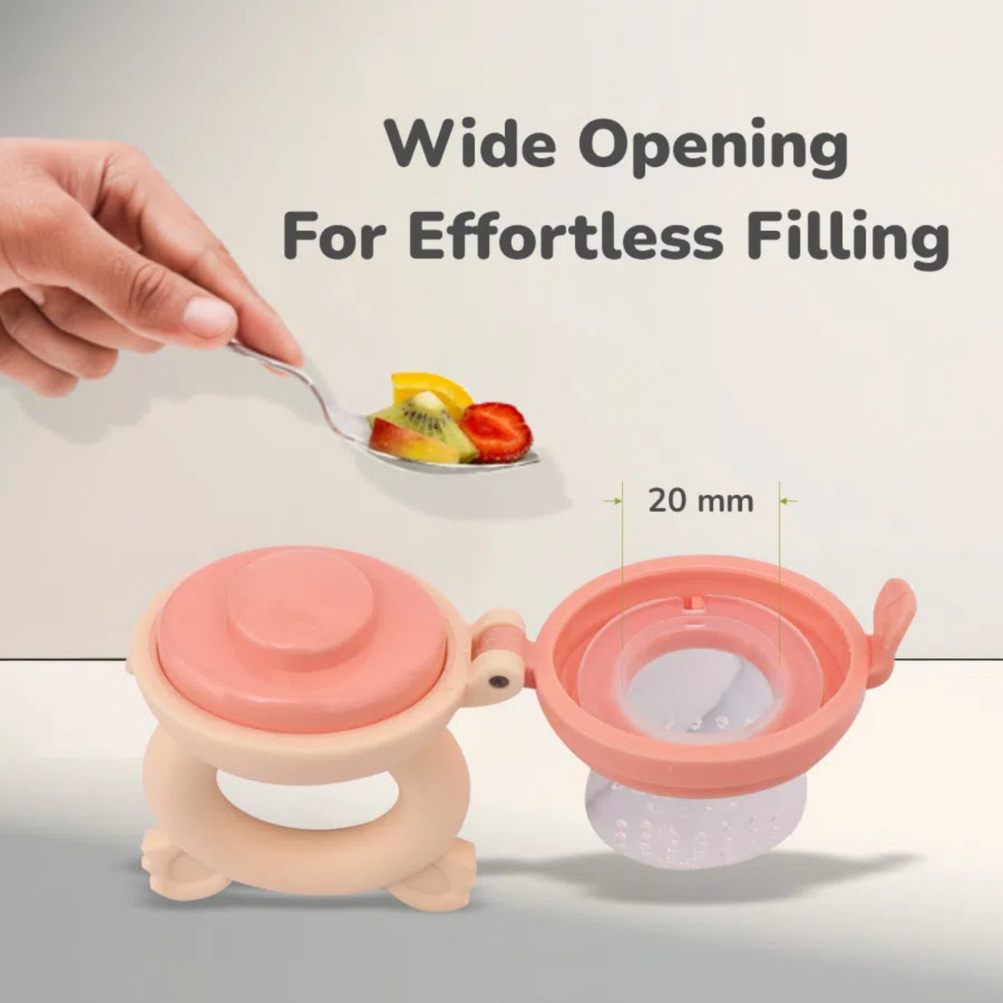 R for Rabbit First Feed Pixie Nibbler for Baby Premium Soft Silicon Chewing Pacifier Hygenic & BPA Free Baby Food Veggie Teether | Fruit Feeder for Infant 3+ Months (Beige)
