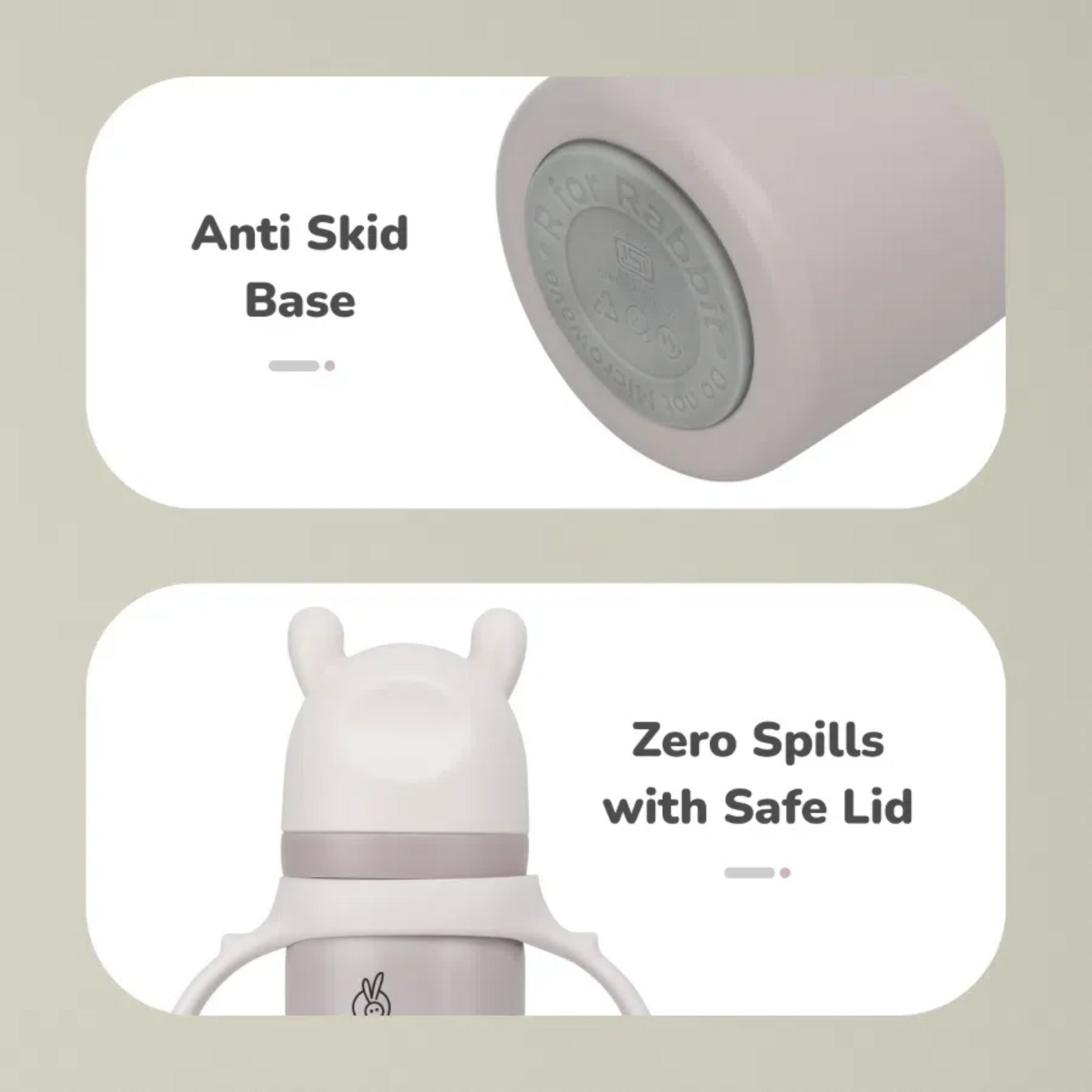 R for Rabbit Steebo Fusion Premium Stainless Steel Spout Cup for Baby, Leak & Spill Proof BPA Free Soft Silicone Straw Drinking Spout Sipper Bottle for Baby Boy & Girl of 6+ Months (270ml, Beige)