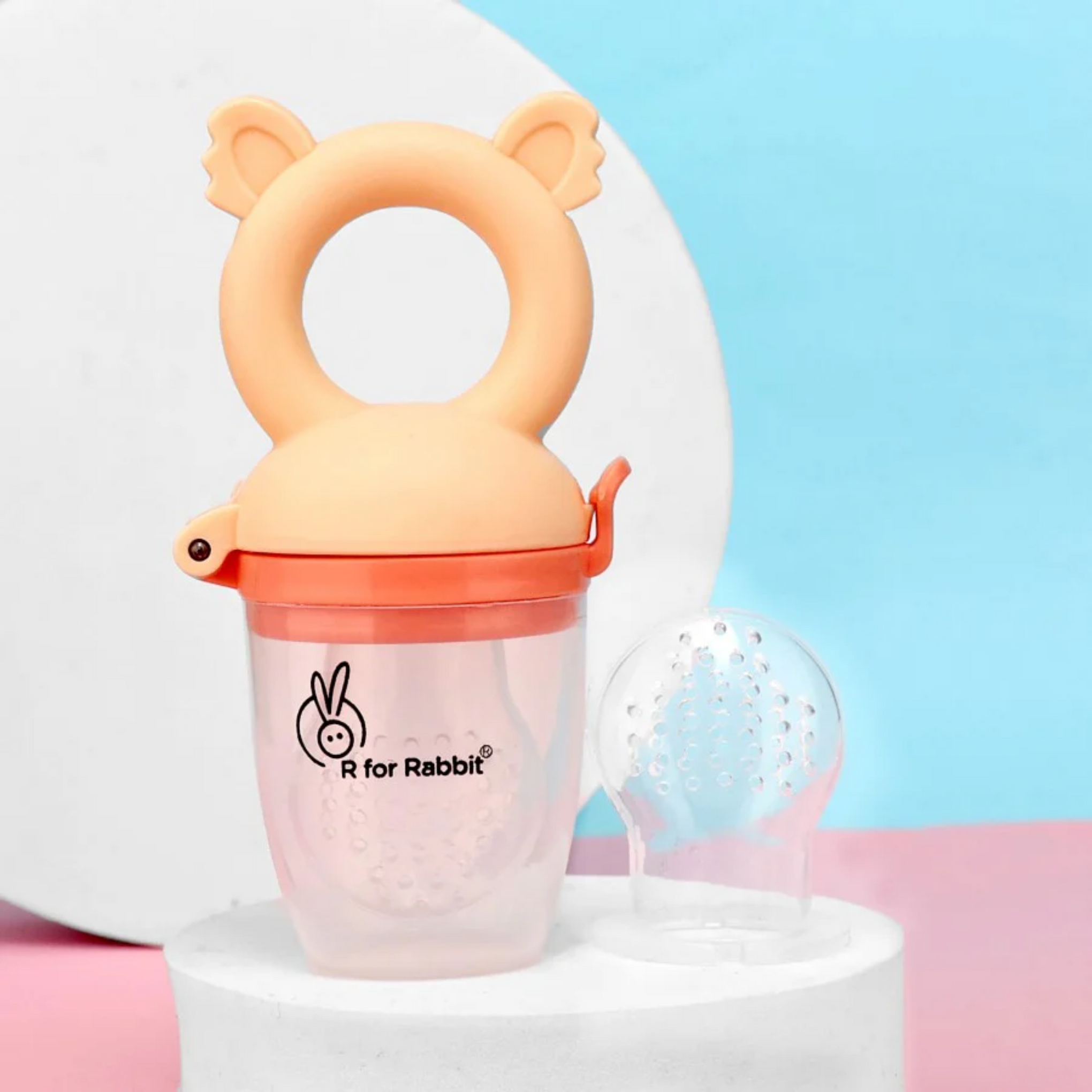 R for Rabbit First Feed Pixie Nibbler for Baby Premium Soft Silicon Chewing Pacifier Hygenic & BPA Free Baby Food Veggie Teether | Fruit Feeder for Infant 3+ Months (Beige)