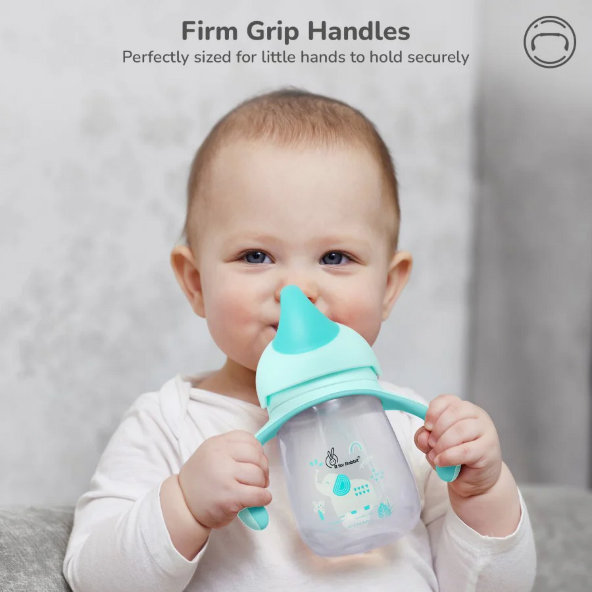 R for Rabbit Trunky Baby Straw Sipper Bottle 320ml With Safe BPA free PP Material (Blue)