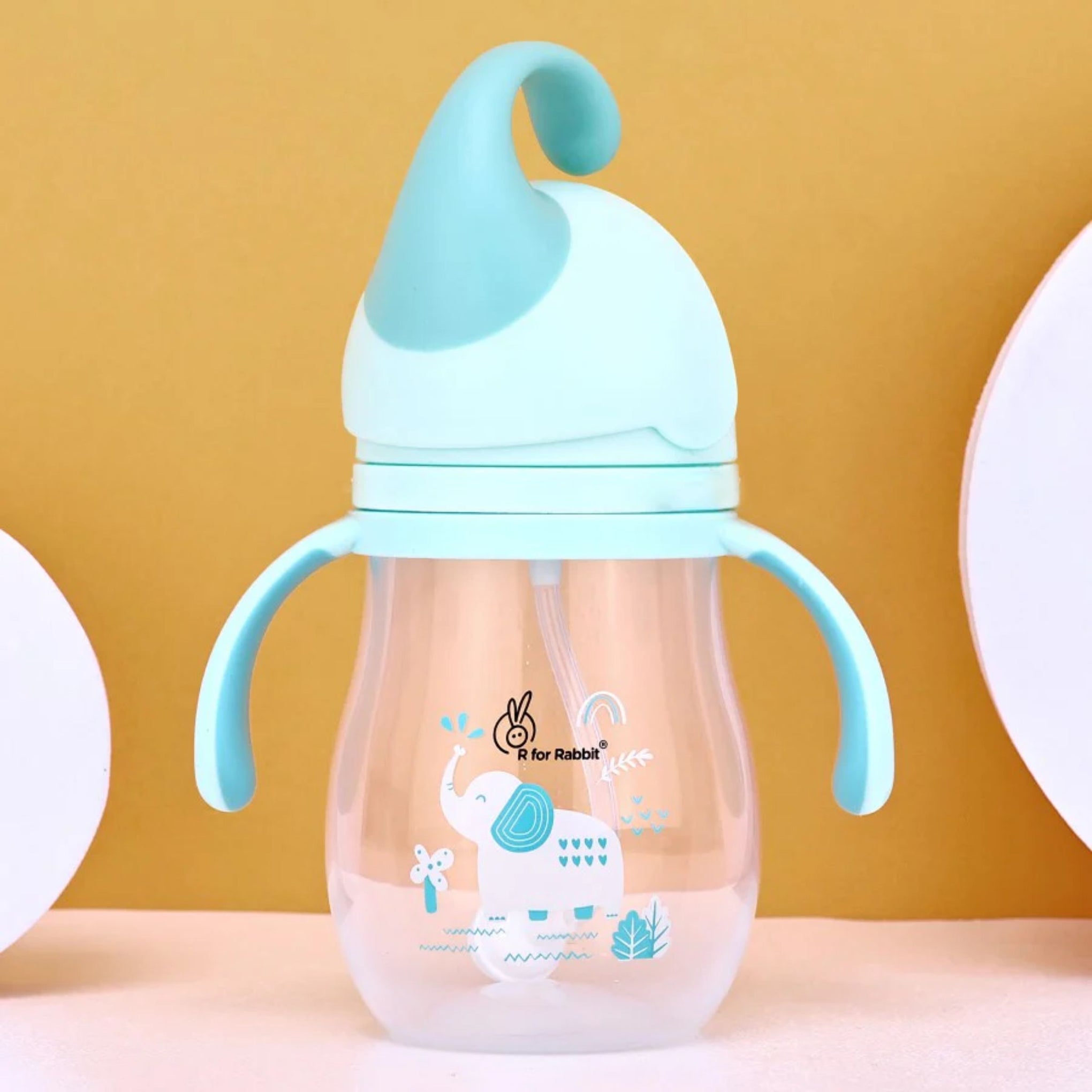 R for Rabbit Trunky Baby Straw Sipper Bottle 320ml With Safe BPA free PP Material (Blue)