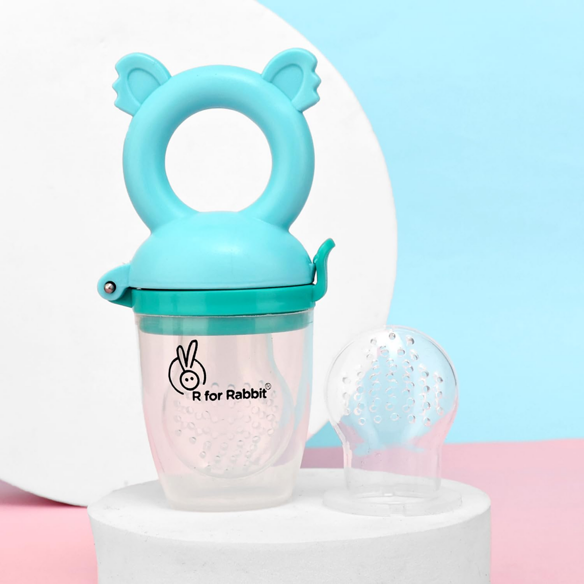 R for Rabbit First Feed Pixie Premium Soft Silicon Chewing Nibbler for Babies | Hygenic & BPA Free| Baby Fruit & Food Veggie Teether | Pacifier/Feeder for Infant 3+ Months (Lake Blue)