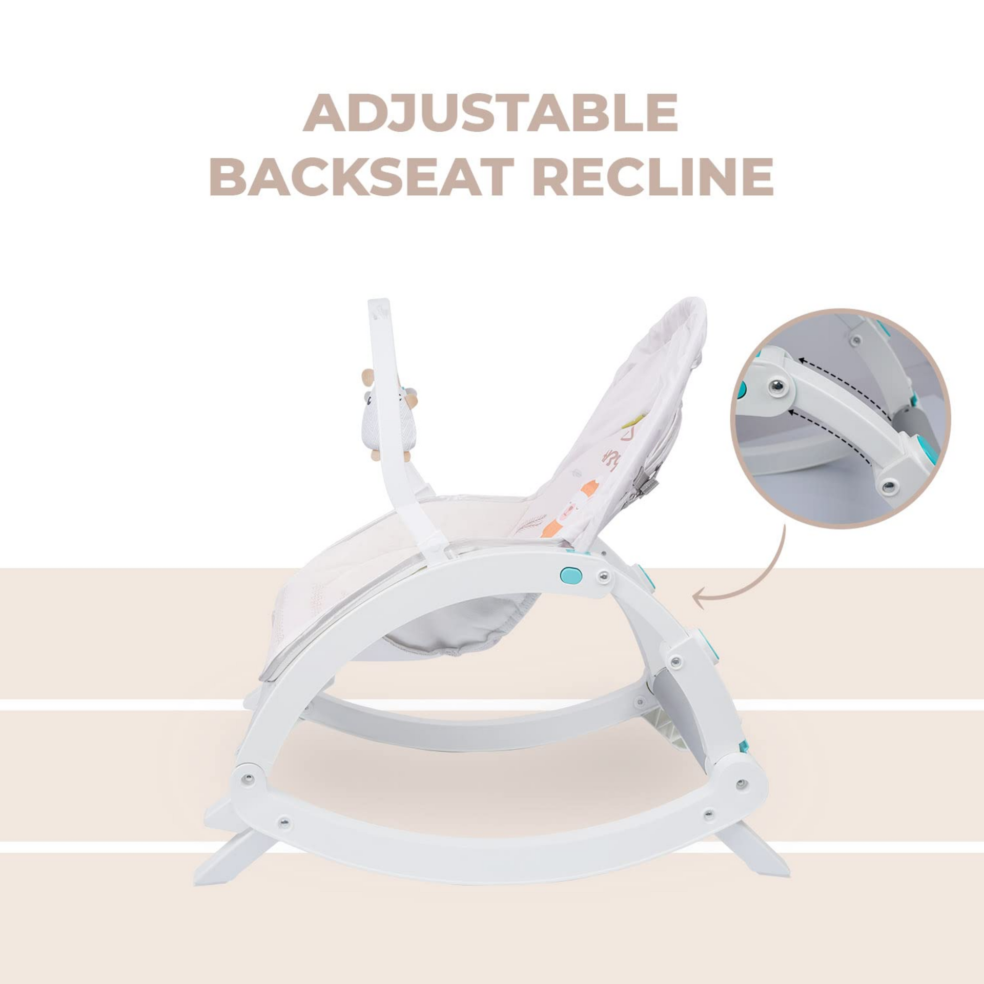 R for Rabbit Rock N Play Baby Rocker Baby Feeding Chair with Vibration and Soothing Music, Adjustable Backrest with Arc-Shaped Legs for Rocking Mode | 3 in 1 Functionality DetachableToy Bar (Cream Grey)