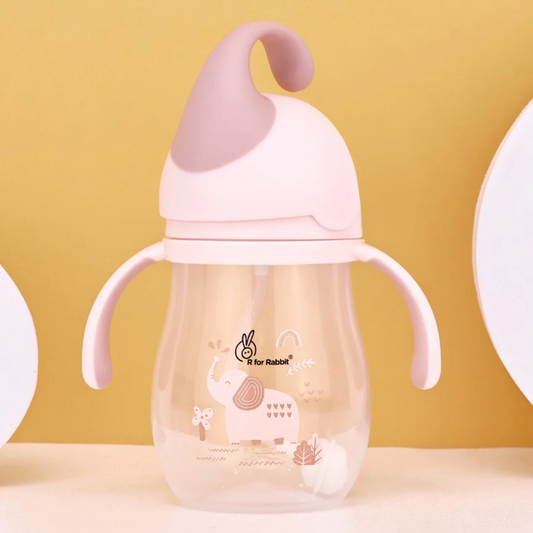 R for Rabbit Trunky Baby Straw Sipper Bottle 320ml With Safe BPA free PP Material(Pink)