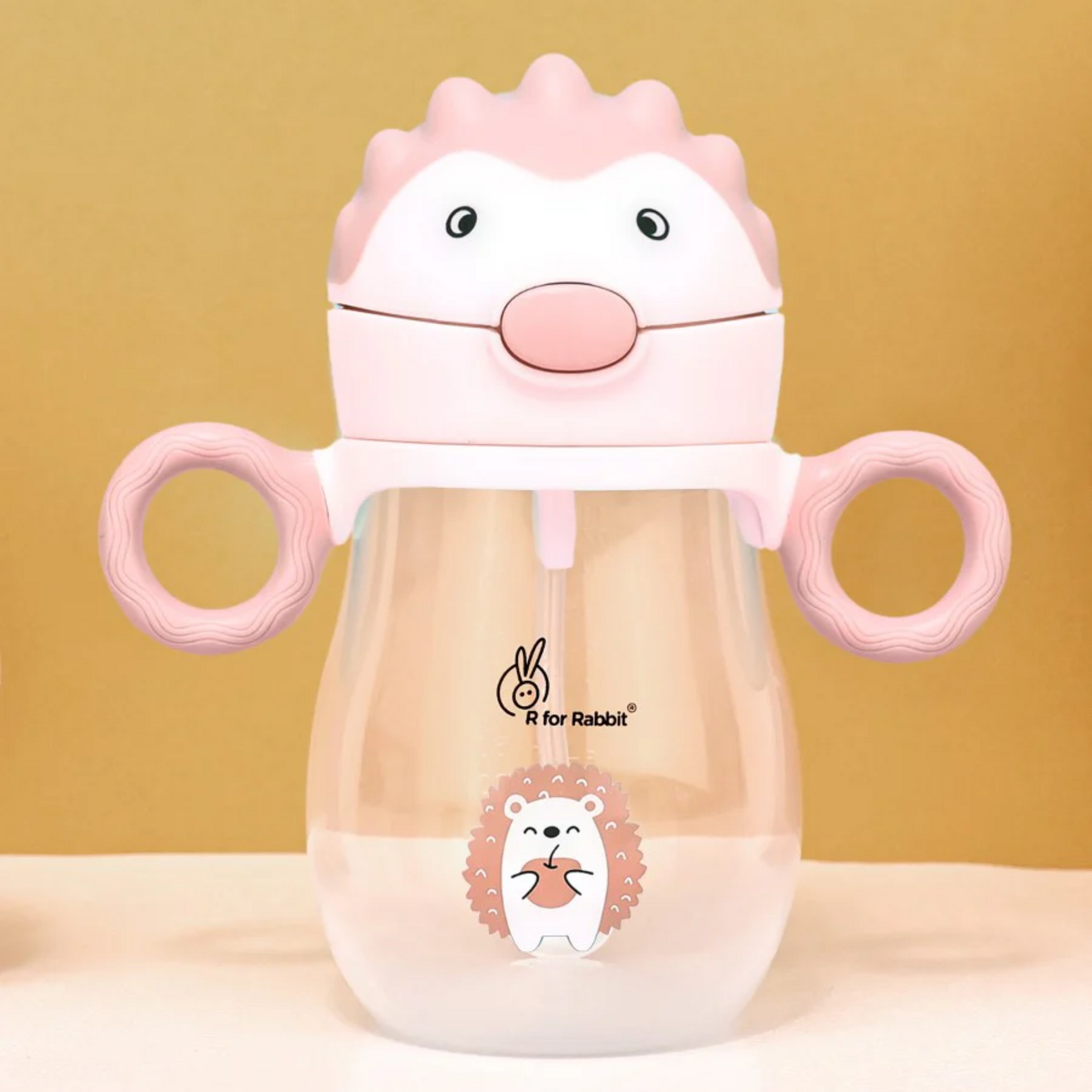 R for Rabbit Spikey Premium Baby Straw Sipper with Anti Gravity Ball | Zero Spill Sippy Cup with Soft Silicone Straw BPA Free & Non Toxic Leak Proof for Kids 9+ Months - (320 ml, (Peach Pink)
