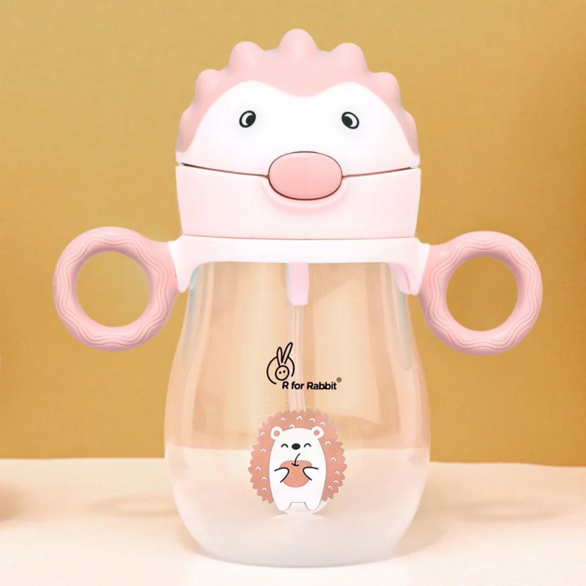R for Rabbit Spikey Premium Baby Straw Sipper with Anti Gravity Ball | Zero Spill Sippy Cup with Soft Silicone Straw BPA Free & Non Toxic Leak Proof for Kids 9+ Months - (320 ml, (Peach Pink)