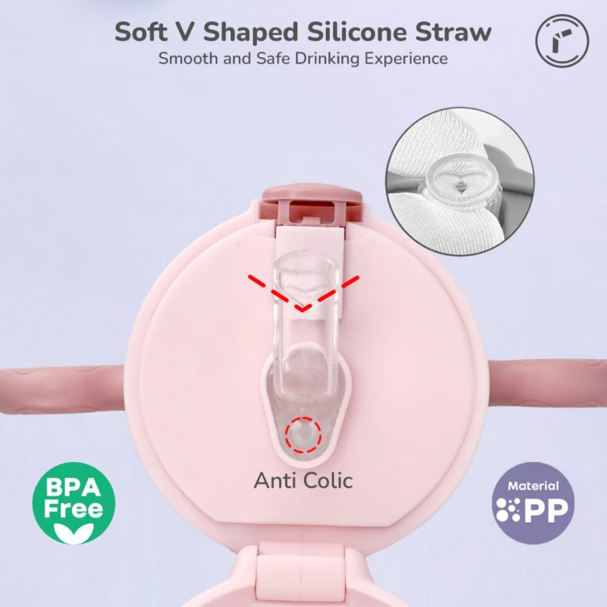 R for Rabbit Spikey Premium Baby Straw Sipper with Anti Gravity Ball | Zero Spill Sippy Cup with Soft Silicone Straw BPA Free & Non Toxic Leak Proof for Kids 9+ Months - (320 ml, (Peach Pink)